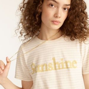 J Crew Sunshine T-shirt Ivory French Retro Style Stripes in Vintage cotton